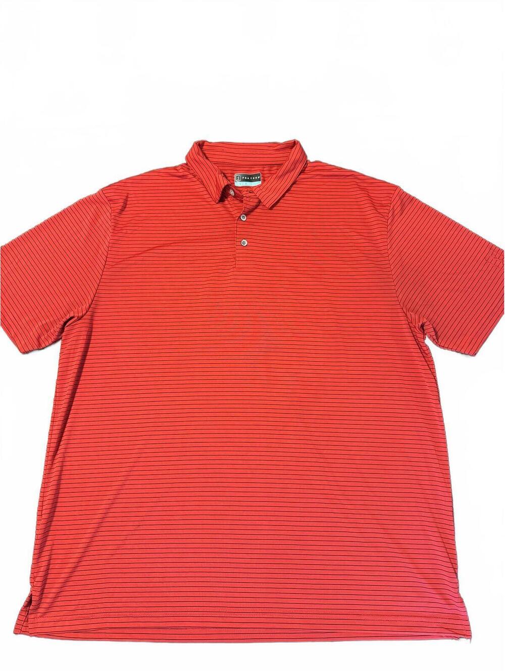 PGA TOUR Men’s XXL Golf Polo Red Striped Performance Moisture Wicking Shirt